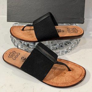 Callisto of California Woman's Sandal Leather , ELASTIC BLACK BAND TOP Size 7 M